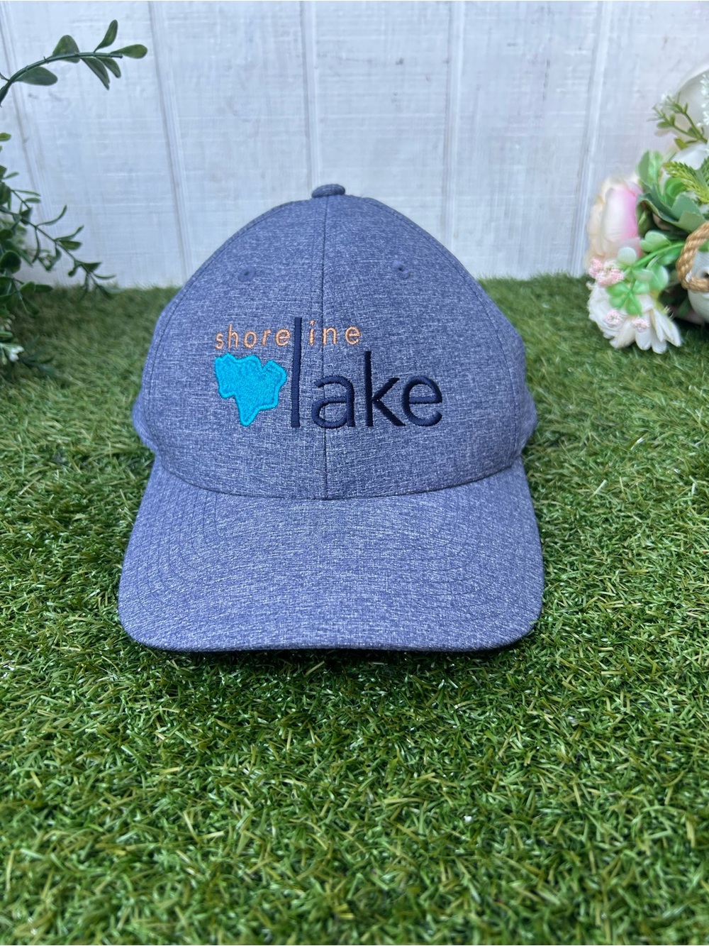 Port Authority Heather Gray 'shore line lake' Embroidered Cap with Teal Accent